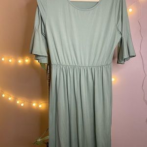 MIDI LENGTH Pastel green spring dress
